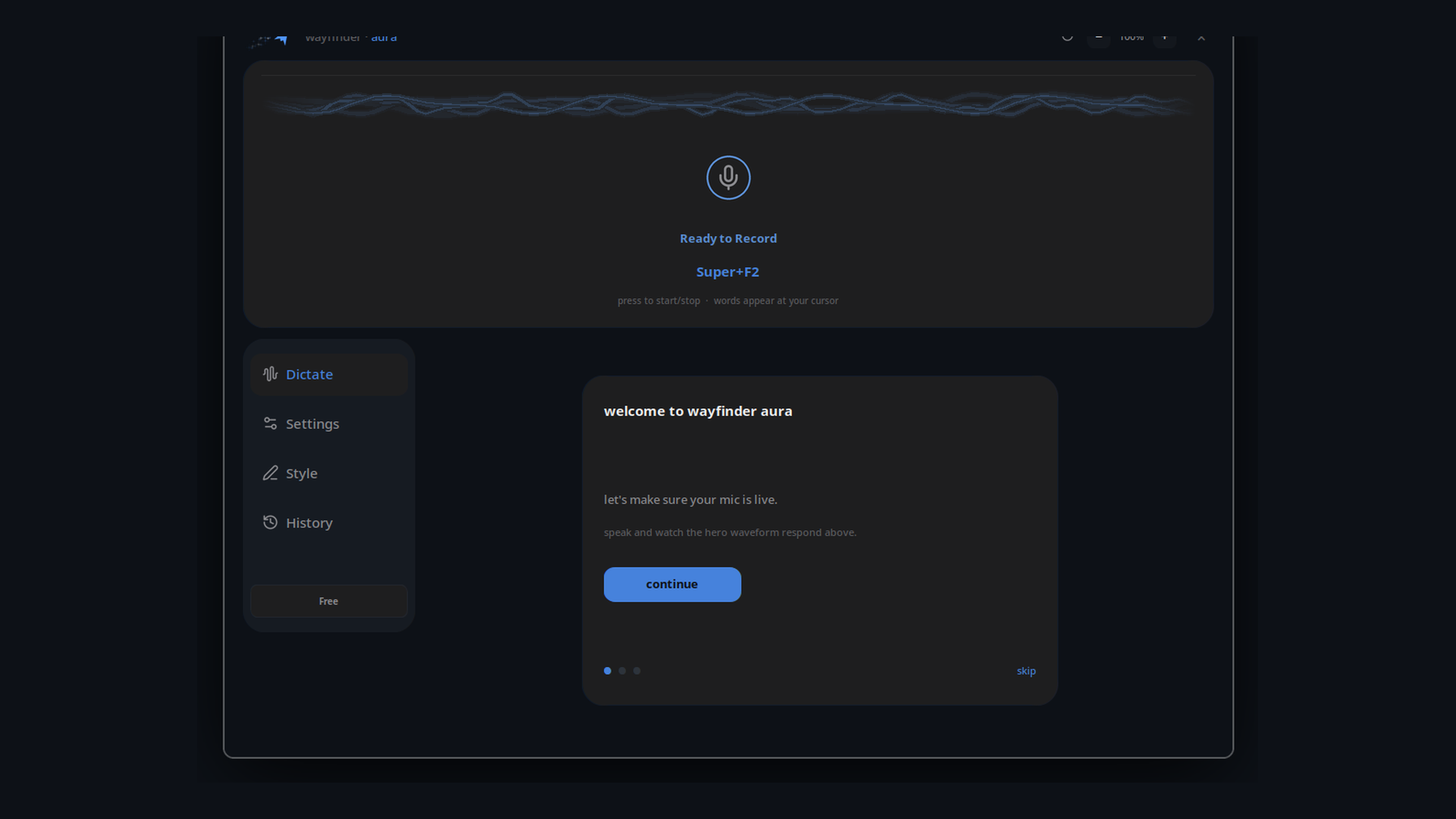 First-run welcome walkthrough